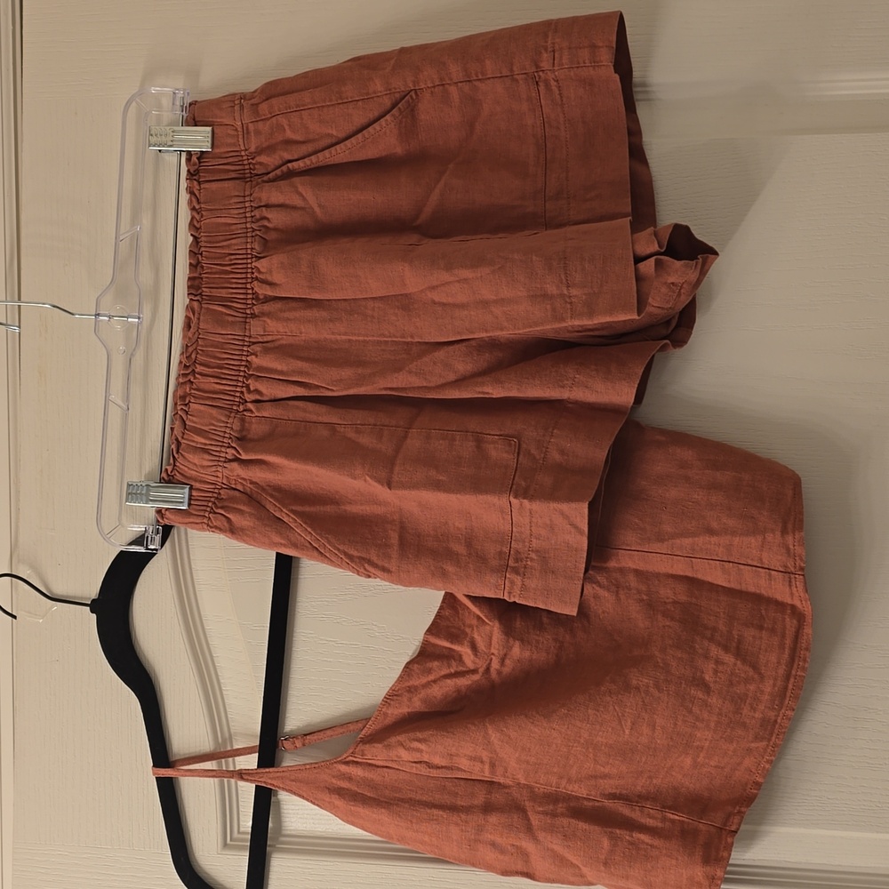 Abercrombie and Fitch red Linen top anf shirts set